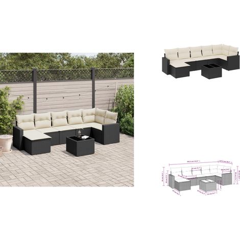 Salon de jardin 8 pcs avec coussins noir résine tressée - Ensemble Salon De Jardin - Meuble De Jardin - Résine Tressée - Rotin Synthétique - Mobilier D'extérieur (1/3)