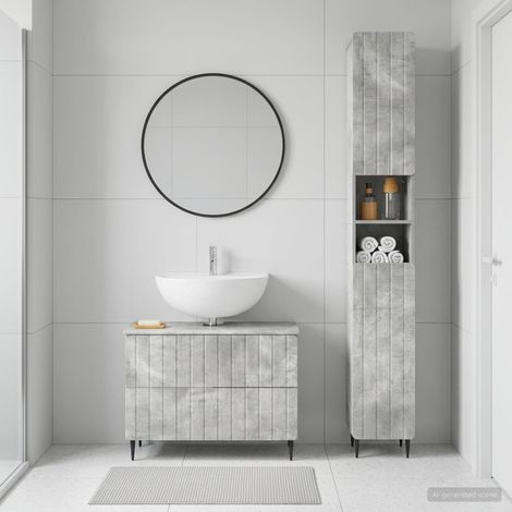 Beyamis Ensemble de 2 meubles de salle de bain  Gris béton (1/5)