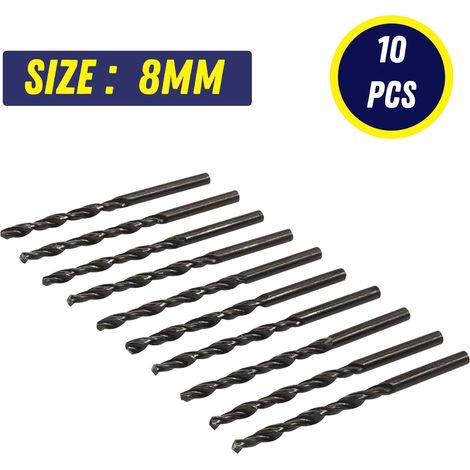 Dapetz ® 10Pcs x 8mm HSS Jobber Drill Bits, Black Twist Drill Bits for Stainless Steel Copper Aluminium Alloy Metal, Wood and Plastics DIN338 (1/5)
