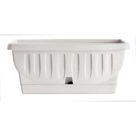 Jardinière avec soucoupe "Natura" - Blanc - 0,8L - Livraison gratuite