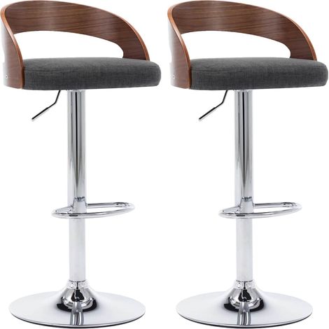Sgabelli da Bar 2 pz Grigio Scuro in Tessuto e Legno Curvo vidaXL (1/5)