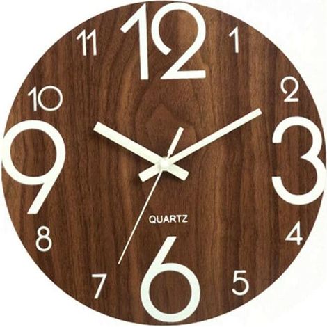 royaluxe - YYWJ Horloge murale à quartz 30,5 cm, silencieuse, lumineuse, sans tic-tac, style européen, chiffres arabes, décoration d'intérieur (1/5)
