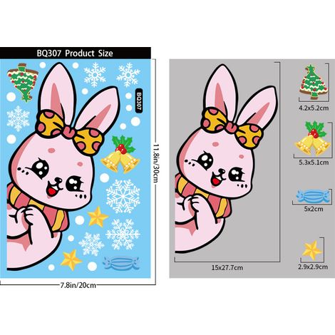 Autocollants statiques Père Noël, autocollants de Noël, autocollants pour vitrines, décorations de Noël, stickers pour fenêtres