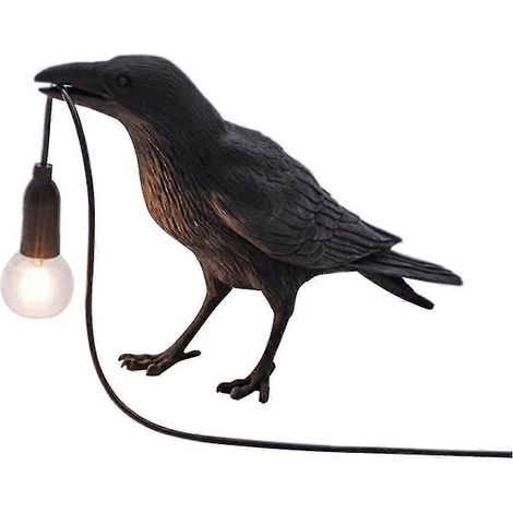 Lámpara de mesilla gótica con forma de cuervo, bombilla, enchufe americano, luz nocturna con forma de cuervo para la decoración del dormitorio. (1/5)
