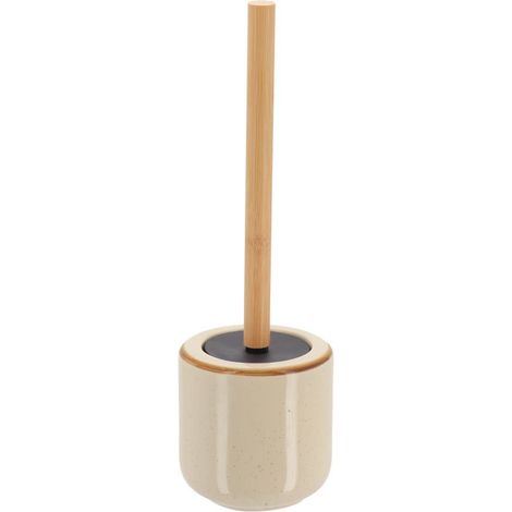 Brosse wc en gres tige bambou - beige - Tendance