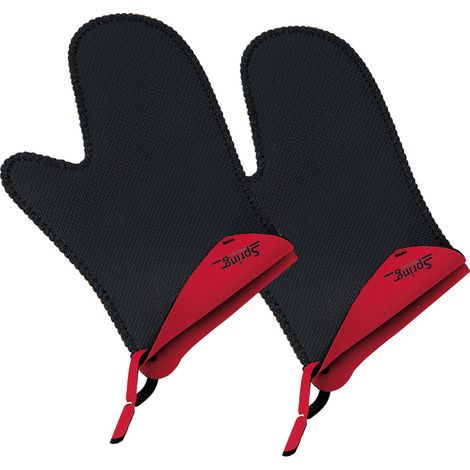 Spring - Set de 2 gants de cuisine rouge et noir