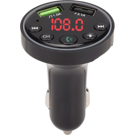 Chargeur Voiture Bluetooth 5.0, Transmetteur FM avec Écran LED et Ports USB pour MP3 et Téléphone - Adaptateur Allume-Cigare (1/5)