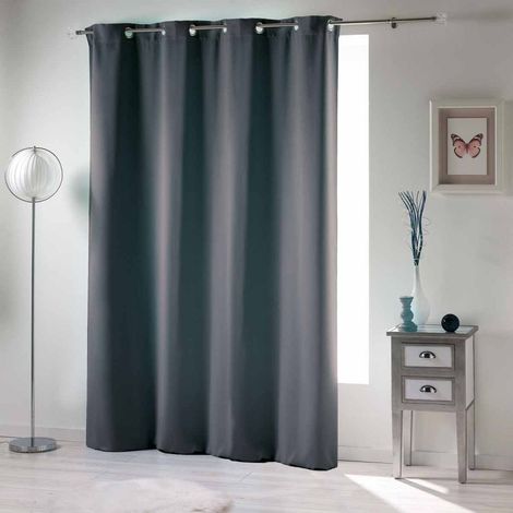 Rideaux occultant double face a oeillets 135 x 240 cm uni Ardoise