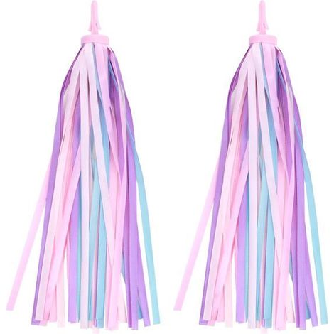 paire de rubans décoratifs pour guidon de vélo et de trottinette enfant, franges colorées en PVC et polyester (1/5)