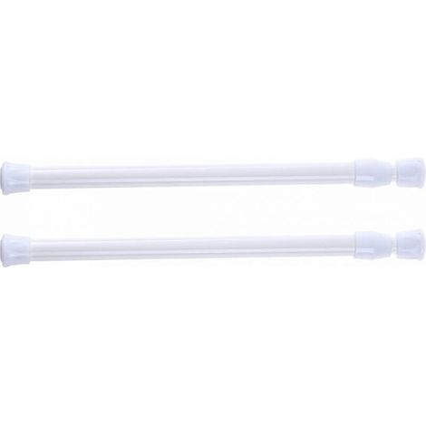 Lot de 2 tringles à rideau de douche télescopiques, sans perçage, pour douche, baignoire, armoire, blanc, largeur 30-50 cm