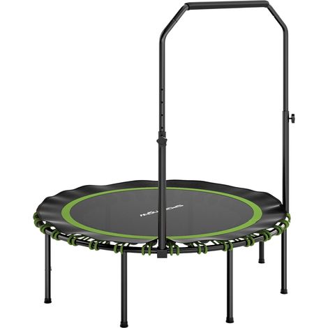 Trampolín de fitness con asa ajustable, para interior y exterior, color verde