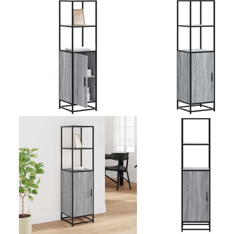 vidaXL Highboard Grau Sonoma 35,5x35x139 cm Holzwerkstoff und Metall (1/5)