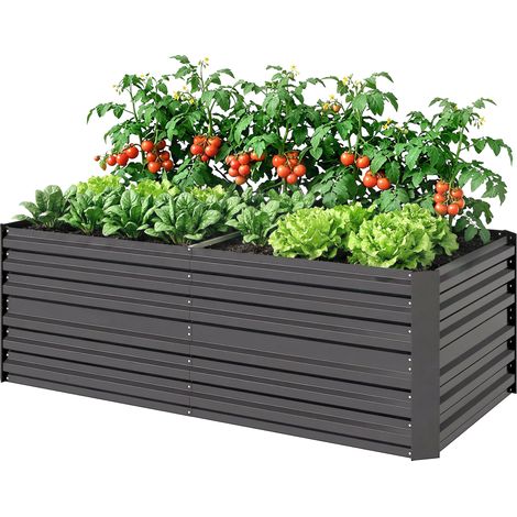 Carré potager rectangulaire acier galvanisé tubes renforcés 180 x 90 x 59 cm