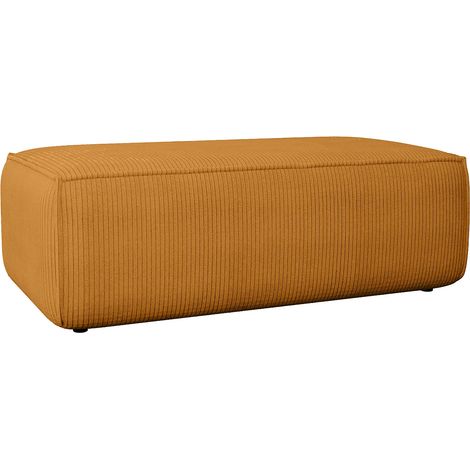 Pouf en velours côtelé orange clair AMELIA