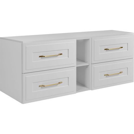 Set di mobili da bagno sotto lavabo, bianco, 180 (2 x 80 + 20) x 46 x 58 cm , 3 colori di maniglie a scelta