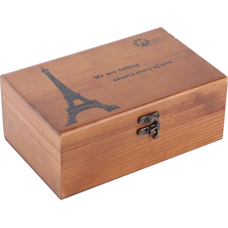 Boîte à couture vintage multifonctionnelle en bois, rangement pour aiguilles et fils, outils de couture et de tricot, boîte à patrons vide (1/5)