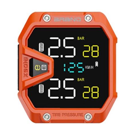 HOXILEELEOSystème de surveillance de la pression des pneus sans fil 9V-30V TPMS - 2PCS - orange - Capteur externe LCD - pour Motorcycle (1/5)