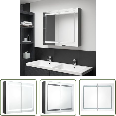LED-Spiegel für Bad - vidaXL LED-Spiegelschrank fürs Bad Grau 80x12x68 cm - LED-Spiegel für Schönheit (1/5)