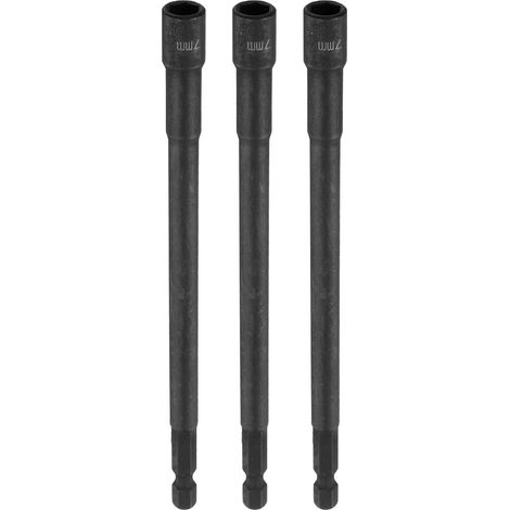 3 pcs Douille Visseuse A Choc 7 mm douille 6 pans L 5,91" (150mm) (1/5)