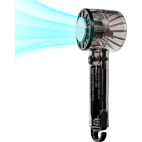 Ventilateur personnel portable Refroidisseur d'air rechargeable 3 vitesses Petit ventilateur à main avec crochet Pour randonnée, plage, pique-nique, plein air, jogging, vélo, pêche, (1/5)