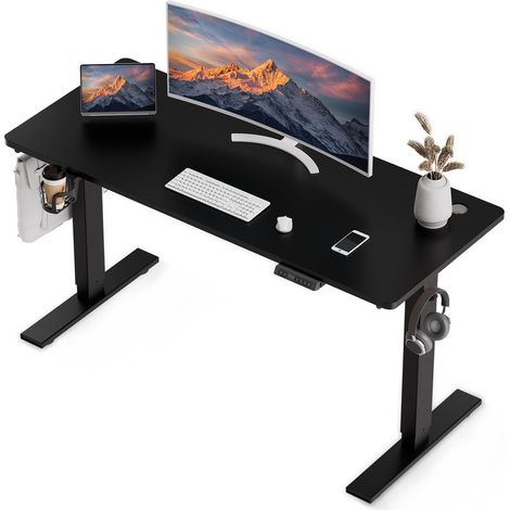 Homavo – Bureau assis debout réglable en hauteur 70x140cm – Capacité 75kg – Vitesse 25mm/s – Ports USB-A et Type-C – Châssis acier industriel - Bureau70x140cm