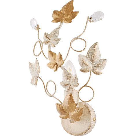 Applique in ferro Avorio Oro Chiaro e strass una luce 22x h32 cm edera (1/3)