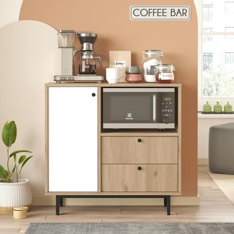 Buffet de cuisine niche micro-ondes et 1 porte blanche JENA (1/5)