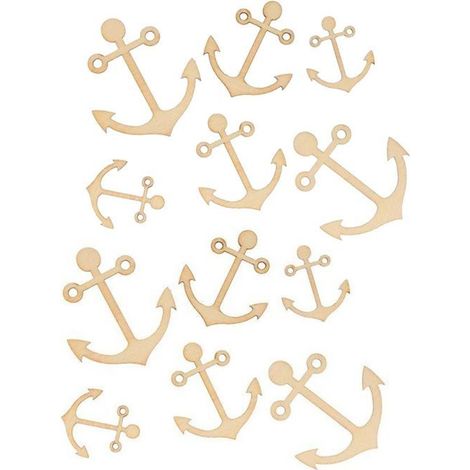 60 mini décorations en bois - Ancres de bateau (1/4)