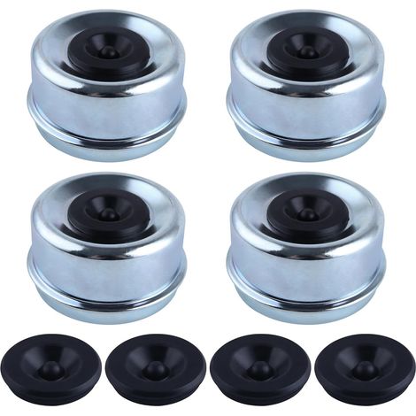 4 Pcs 2.72" Capuchon de moyeu de remorque Capuchon Anti-poussière d’essieu de remorque Couvercle de Graisse avec 4 Bouchons en Caoutchouc supplémentaires (1/5)