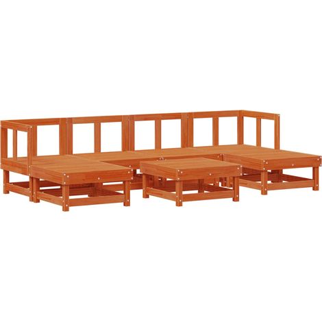 Garden Lounge Set 7 pcs Wax Brown Solid Pine Wood vidaXL (1/5)