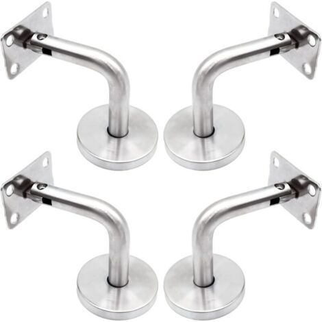 Supports de main courante muraux , support d'escalier en acier inoxydable poli avec base de recouvrement, support mural, garde-corps intérieur, garde-corps de grenier, support de couloir, lot (1/5)