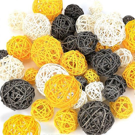 42 boules en rotin, boules décoratives en osier pour bols et vases, idéales pour la décoration de tables de mariage et la maison. (1/5)