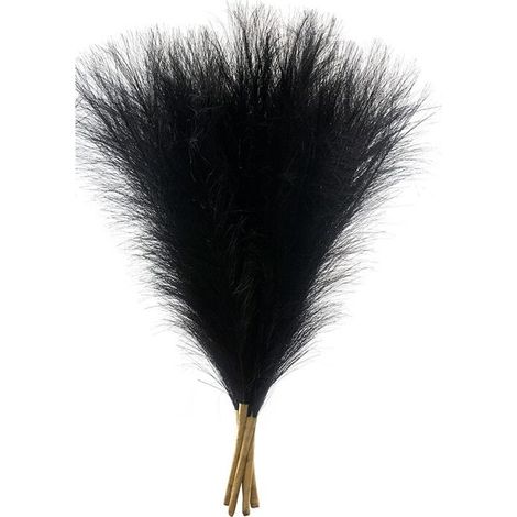 Herbe de la pampa artificielle, 18 pouces/45 cm, herbe de la pampa artificielle duveteuse avec 5 tiges, une composition florale duveteuse adaptée à la décoration intérieure bohème (noir).