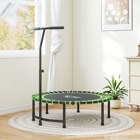 Heavy-Duty Mini Trampoline for Indoor and Outdoor Fitness,Adjustable T-Bar Handle,Anti-Slip Legs,100 kg Capacity,Green