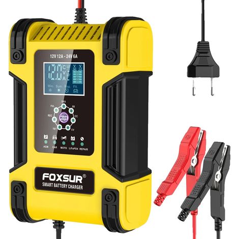 Chargeur de batterie, fonctionnement automatique, compatibilité universelle, JAUNE (1/2)