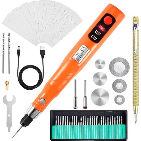 Vtizikl Kit d&39outils de Gravure Rechargeable USB Sans Fil, Mini Graveur électrique Stylo de Gravure Outil Rotatif pour Bijoux Verre Bois Pierre Métal Plastique (1/5)
