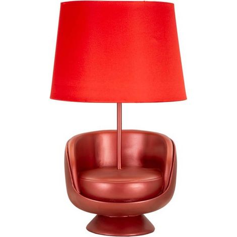 LAMPADA DA COMODINO MIDCENTURY ROSSA CM Ø 26X43 (1/5)