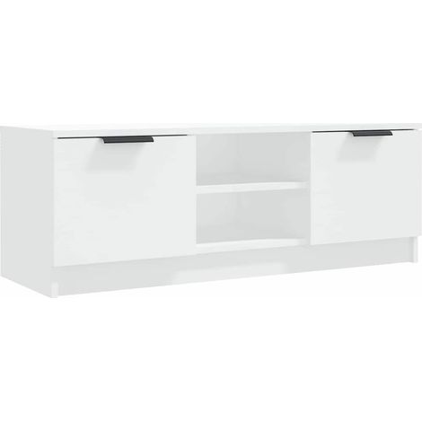 Meuble TV Blanc 102x35x36,5 cm Bois d'ingénierie (1/4)