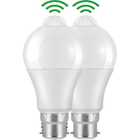 Ampoule LED B22 avec détecteur de mouvement, 12W, 1020lm, blanc froid 6000K, CRI85, IP42 étanche, économie d'énergie, non dimmable, pour extérieur et couloir (1/5)