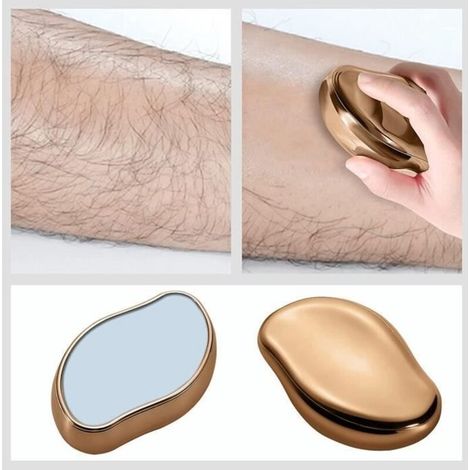 (Brown) Crystal Hair Eraser, Painless Physical Hair Removal Device for Women, Shaving-Free Hair Removal (Gold)