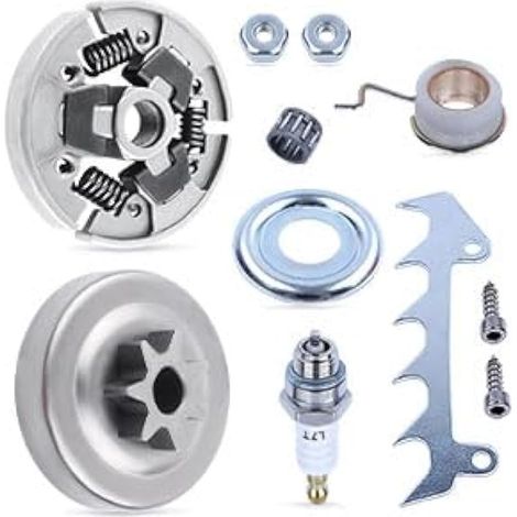 Kit de Pignon Embrayage pour STIHL 021 023 025 MS210 MS230 MS250 Tronçonneuse Pieces Detachees, Pignon+Tambour d'embrayage+Griffes+Roulement+Bougie+Écrou Accessoire Pièces de Rechange