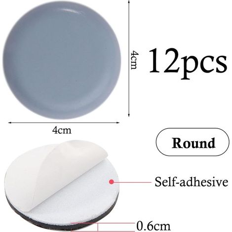 12 runde Möbelgleiter Ø 40 mm mit selbstklebenden Teflon-PTFE-Pads zum effektiven Schutz von Tischfüßen. Geeignet für Stühle, Böden, Teppiche und schwere Möbel. (1/5)