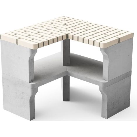 MOVELAR - Nuevo módulo Iberia Corner para Barbacoa de Obra Prefabricada (Beige, Gris - 90 x 46 x 46 cm) - Uso en Exteriores (1/2)