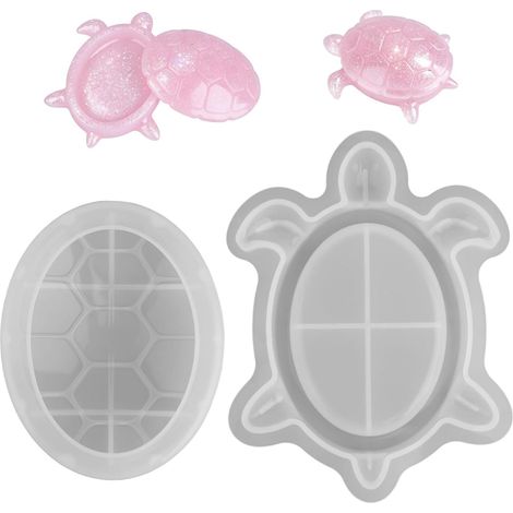 Moule Silicone Boîte Tortue avec Couvercle, Moule Rangement Tortue Marine 3D pour Artisanat Résine Époxy DIY Réutilisable Boîte Bijoux Thème Animaux Marins pour Déco Maison Babioles Porte-Clés (1/5)