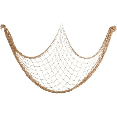 Filet de pêche, décoratif, 100 x 200 cm, filet de pêche, décoration murale pour enfants, plage, thèmes suspendus, style méditerranéen, décoration murale pour salon, fond (marron)