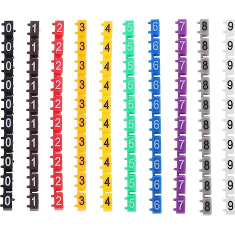 100pcs Tubes Numérotés 0-9 en Plastique Coloré pour Identification de Câbles, Design à Clip, Gestion Facile de Fils et Cordons (1/5)