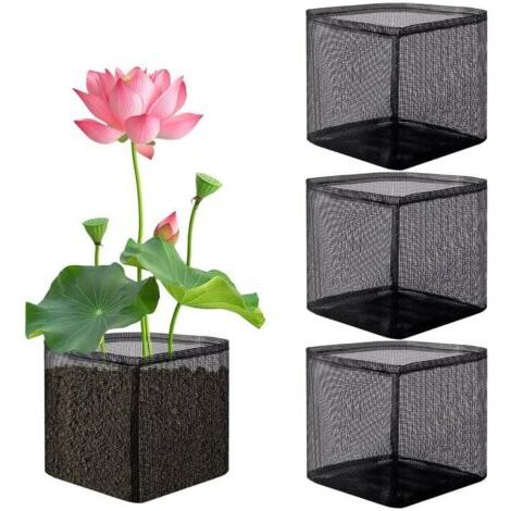 BUNTHAUS Lot de 4 sacs de plantation aquatiques en maille réutilisables de 17,8 cm pour bassin de jardin, pot de fleurs carré respirant pour étang, tourbière, plante terrestre (1/5)