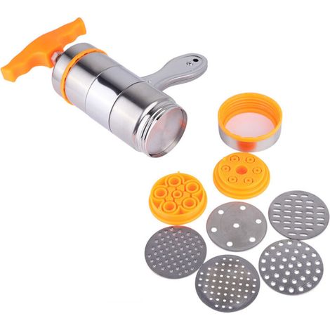 Stainless Steel Pasta Machine, Household Noodle Press Maker, Manual Noodle Press with 7 Molds, Noodle Cutter, Spaghetti Machine for Restaurants/Schools/Homes (1/5)