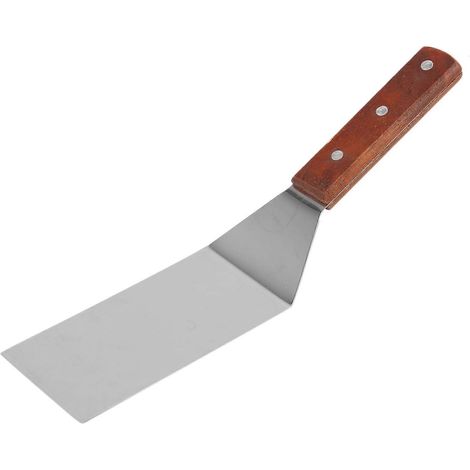 Pizzaspatel aus Edelstahl mit Holzgriff, flacher Löffel für Pfanne und Backblech (1/5)