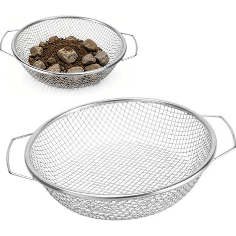 Tamis de jardin en acier inoxydable avec poignée - 30 cm - Rond - Résistant aux intempéries - Pour sable, semences, terre, compost, pierres, mauvaises herbes, gravier (1/5)